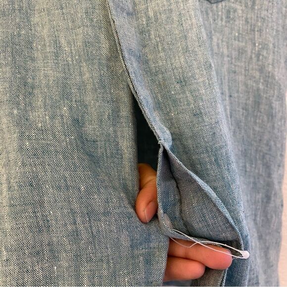 Calibrate mens linen button up casual Short Sleeve Shirt  blue coastal beach XL - Picture 8 of 11